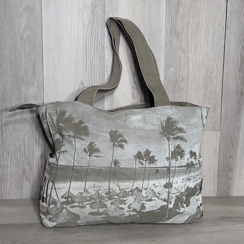 Robin‎ Ruth Dominican Republic Beach Tote Pockets Canvas Travel Bag